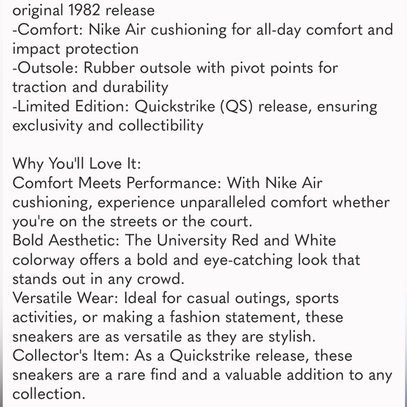 Nike Air Force 1 Low Retro  University Red White Sz 4.5 men New no box unisex - Picture 13 of 14